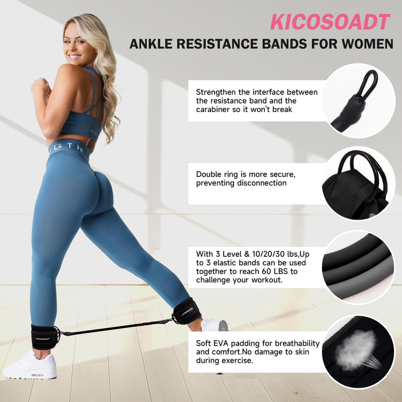 Ankle Straps for Cable Machines Women & Man(One Size),Ankle Resistance Bands with Cuffs,Home & Gym Exercise Equipment,Cable Kickback Ankle Straps