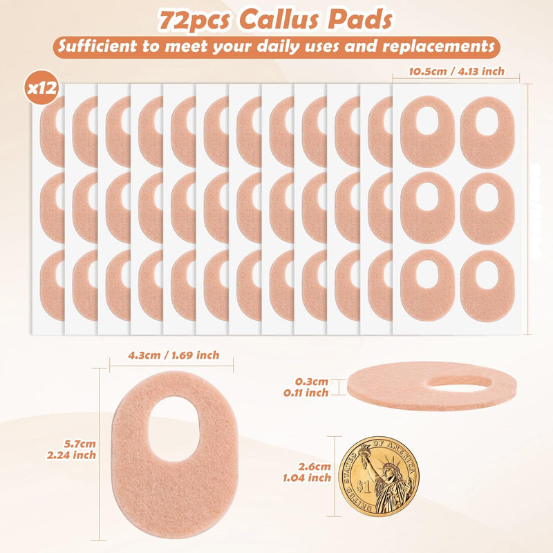 Shynek 72 Pcs Callus Pads Soft Felt Callus Cushion Pads for Bottom of Foot Self Adhesive Foot Callus Cushions, Corn Pads for Feet for Men and Women Pain Relief Foot Care, Beige, Oval Shape 72-beige - BeesActive Australia