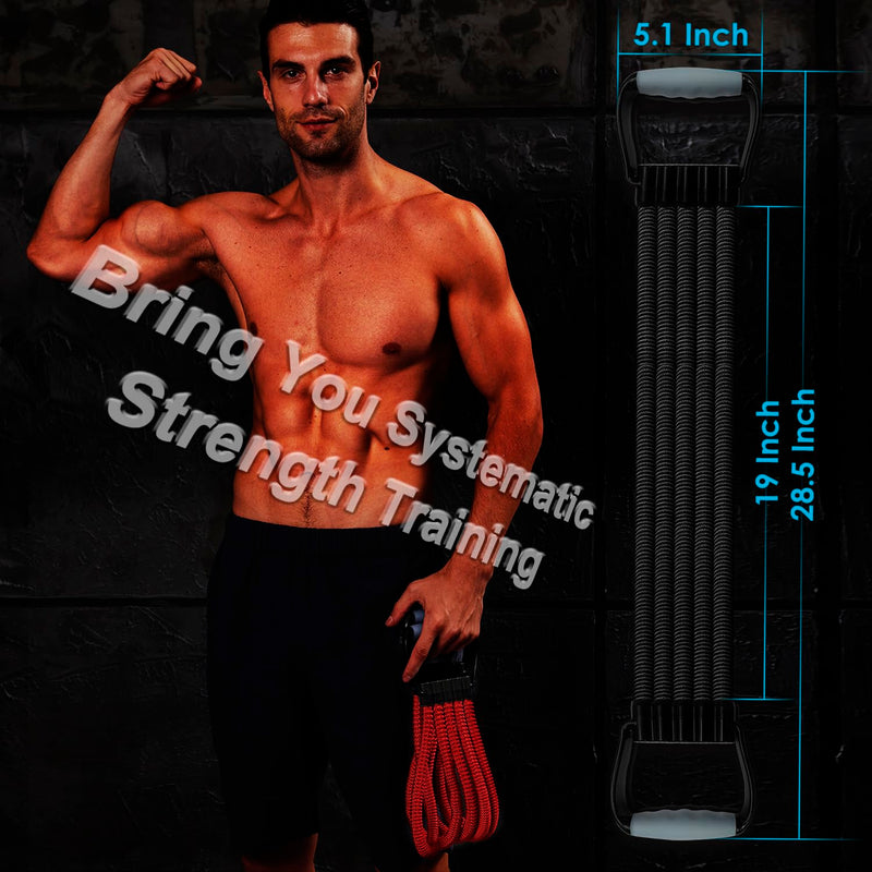 5-Level Chest Expander with Adjustable Resistance Bands, Exercise Band with Handle, Suitable for Men and Women of Different Strength Classes Fitness, Yoga, Training Home Gym Equipment Black
