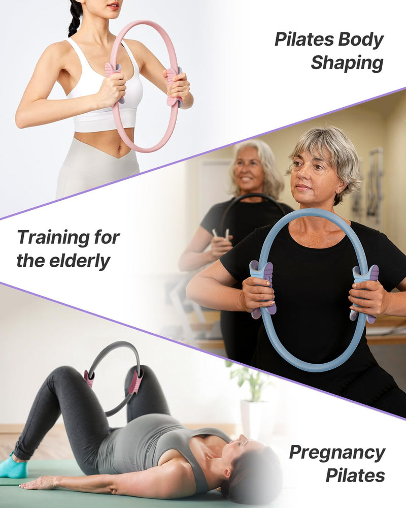 YOTTOY Pilates Ring,15 Inch Magic Circle Ring for Women Thighs,Core and Arms,Exercise Ring Pilates Equipment for Home Workout & Yoga Equipment 15 Inch Grey - BeesActive Australia