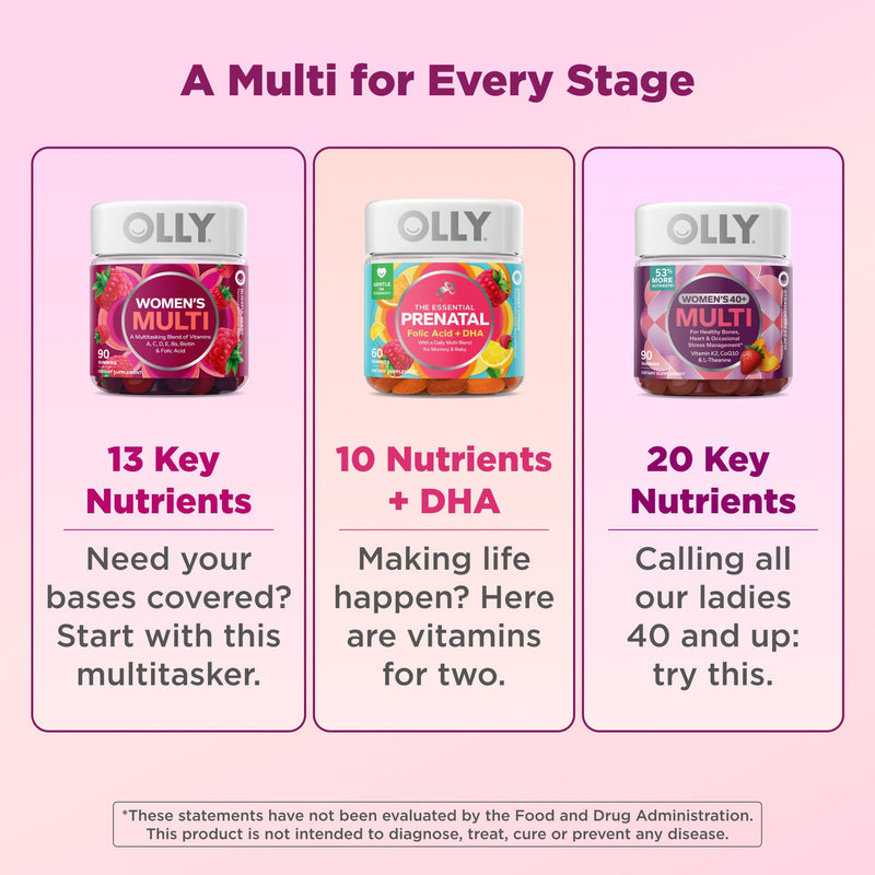 OLLY Prenatal Multivitamin Gummy, Daily Blend for Mommy & Baby - 60 Count 60 Count (Pack of 1)