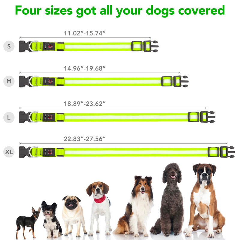 Vizpet LED Dog Collar, Light Up Dog Collar Adjustable USB Rechargeable Super Bright Safety Light Glowing Collars for Dogs(Medium,Green) Medium[14.96-19.68 inch/38-50cm] Green - BeesActive Australia