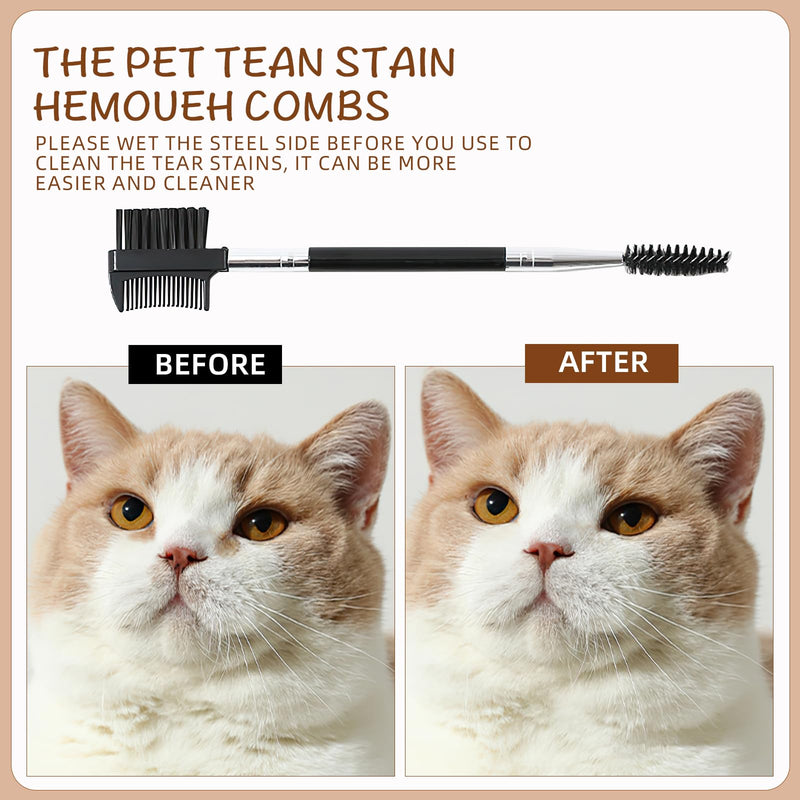 Pack of 2 tear stain removal comb, dog tear stain remover comb, double-sided dog eye comb brush, grooming pets, double-sided comb for mucus and removing crusts. (Black) - BeesActive Australia