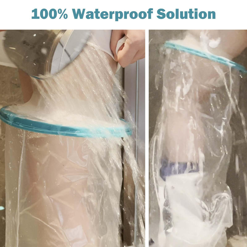 CIVJET Cast Covers for Shower Leg, Waterproof Cast Cover for Showering, Cast Protector for Shower Adult, Shower Boots for Foot after Surgery, Full Leg, Thigh (Diameter - 9.8") Extra Long - Large Wide Reinforced Green