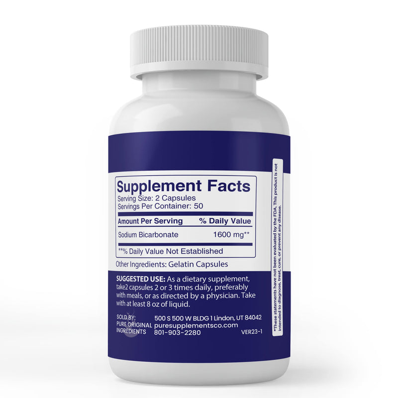 Pure Original Ingredients Sodium Bicarbonate (100 Capsules) Always Pure 100 Count (Pack of 1) - BeesActive Australia