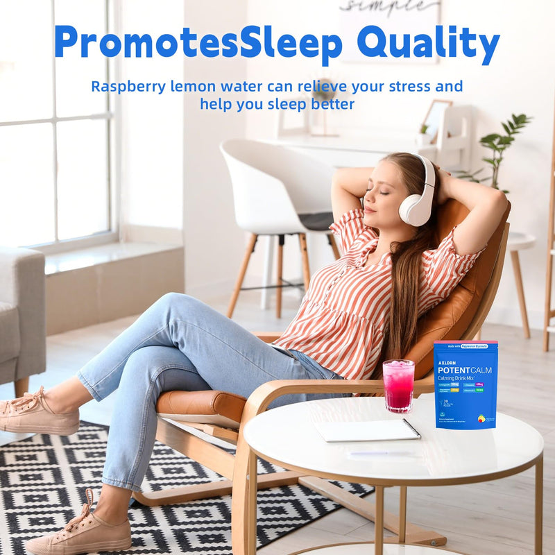 PotentCalm Super Cortisol Drink, Magnesium Glycinate Powder, L-theanine, Ashwagandha, Vitamin D, No Sugar, Raspberry Lemonade Electrolytes Powder - 30 Servings