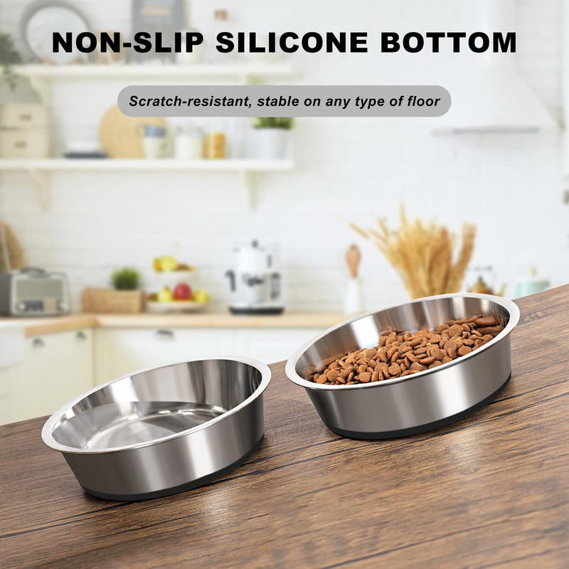 YINGFAN Stainless Steel Dog Bowls, Non-Slip Dog Water and Food Bowl, 2-Pack (6.9 x 2 Inches), Each Holds Up to 3 Cups (Black) 3 Cup Black - BeesActive Australia