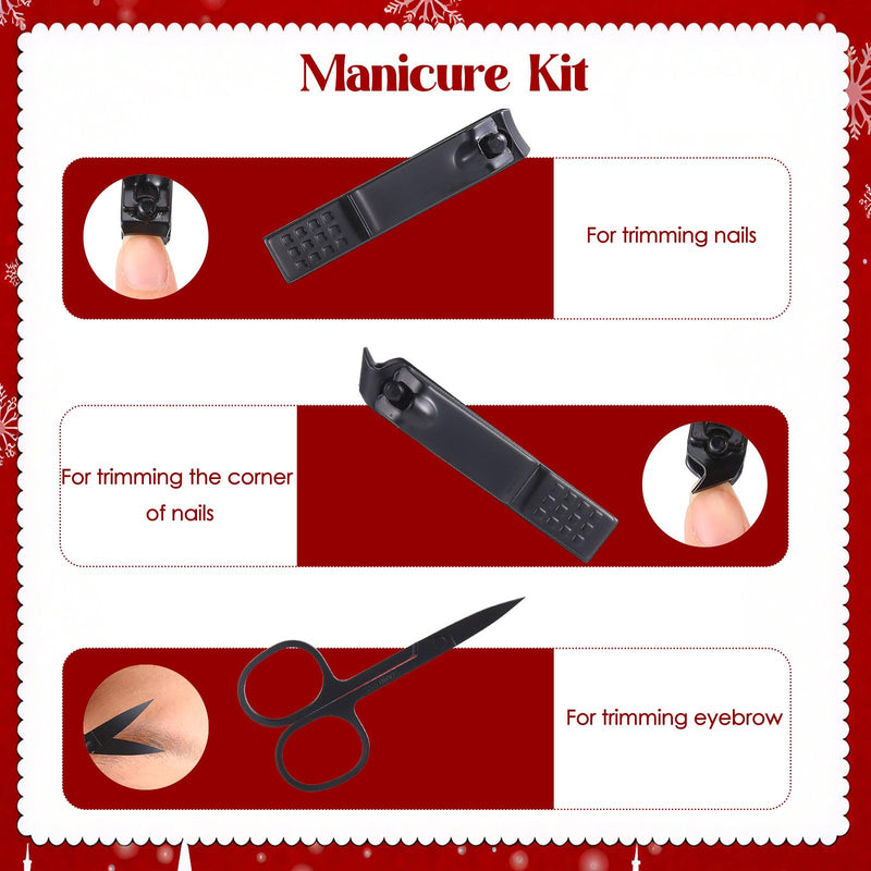 6 Nail Clippers Kits Christmas Gifts Manicure Set Nail Care Tools Fingernail Toenail Clipper Cutters Professional Stainless Steel Grooming Kit with Travel Case for Men Women Xmas Party Favors Red