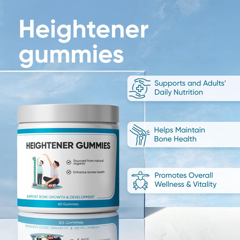 Heightener Gummies with Vitamin C, Vitamin D, Calcium & Ashwagandha – 60 Gummies