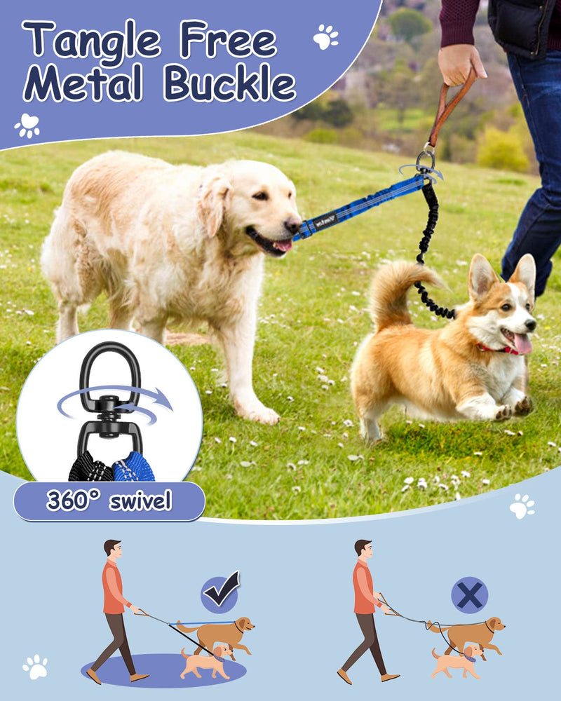 Vastar Double Dog Walker, Adjustable Heavy Duty Double Dog Leash for Pets, Premium Quality Dog Leash Coupler for 2 Dogs (Black+Blue) Black+Blue - BeesActive Australia