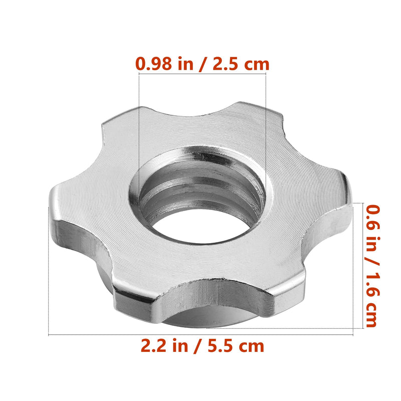 Garneck 2pcs Standard Barbell Spin-Lock Collars Screw Clamps Anti-Slip Spin-Lock Collars for Dumbell Weight Lifting 1 inch(Silver) Silver