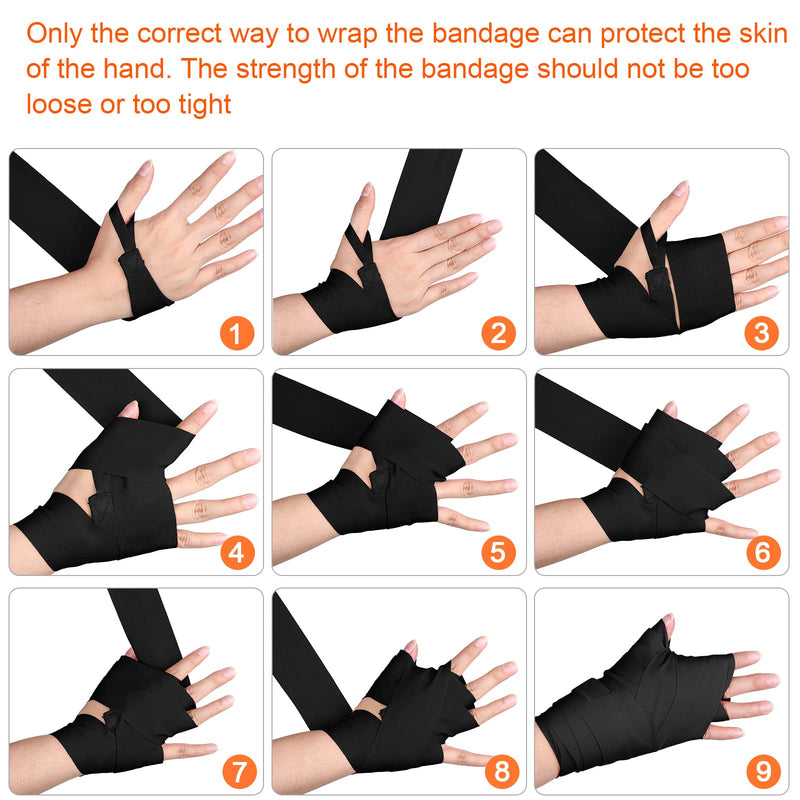 Junkin 6 Pairs Boxing Hand Wraps for Boxing Wraps Wrist Pugilism Handwraps for Men Women Kickboxing Muay Thai MMA Black 180 Inch