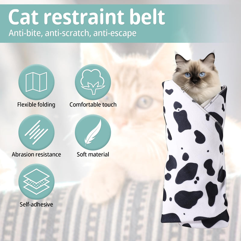 Cat Wrap for Grooming, 21.6x21.6in Soft Fabric Self-Adherent Cat Burrito Towel Restraint Wrap Anti-Bite & Anti-Scratch Cat Swaddle Wrap Washing Bag for Cutting Trimming Clipping Nails Medicine - BeesActive Australia