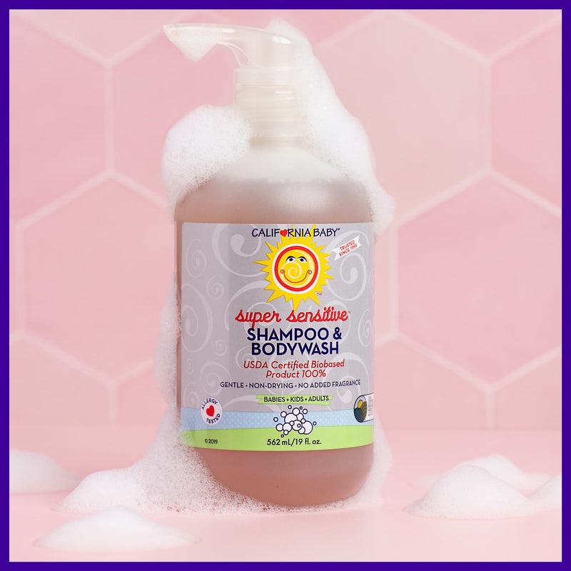 California Baby Super Sensitive Shampoo and Body Wash, Fragrance Free, 19 Ounce 19 Fl Oz (Pack of 1) - BeesActive Australia
