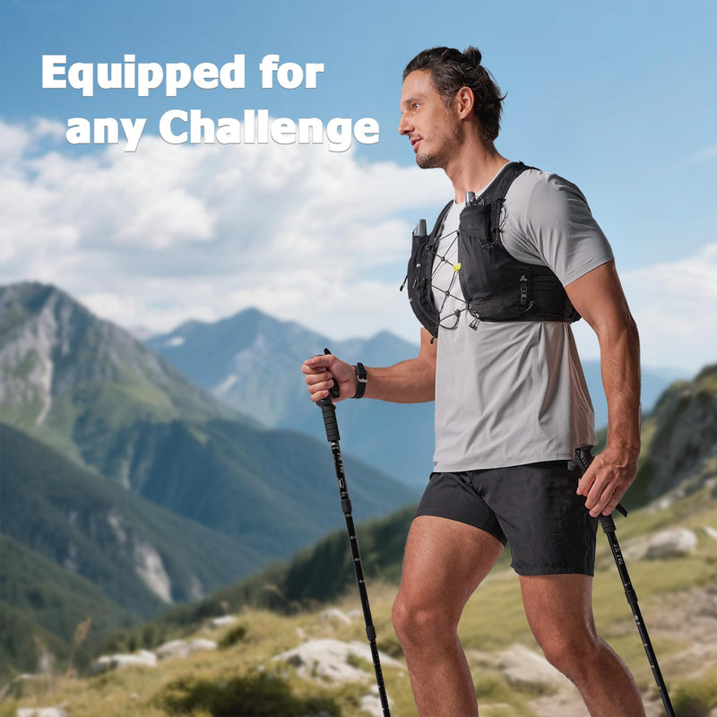 Running Hydration Vest for Women Men, Lightweight Water Vest with 2 TPU 250ML Soft Flask, Adjustable Chest Straps Runners Vest for Trial Hiking Cycling Jogging Marathon Black X-Large - BeesActive Australia