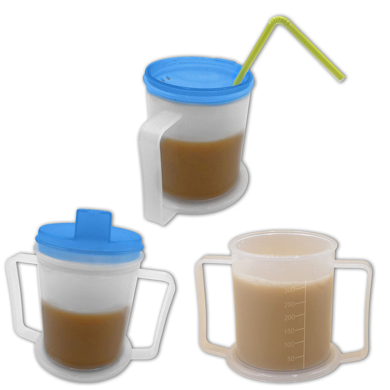 LIFE Healthcare Adult Drinking Cup for Elderly ‚Äì 300ml Non Spill Cups ‚Äì Dishwasher Safe Non-BPA Plastic Two Handled Cup for Elderly ‚Äì Plastic Beakers for Adults, Disability People