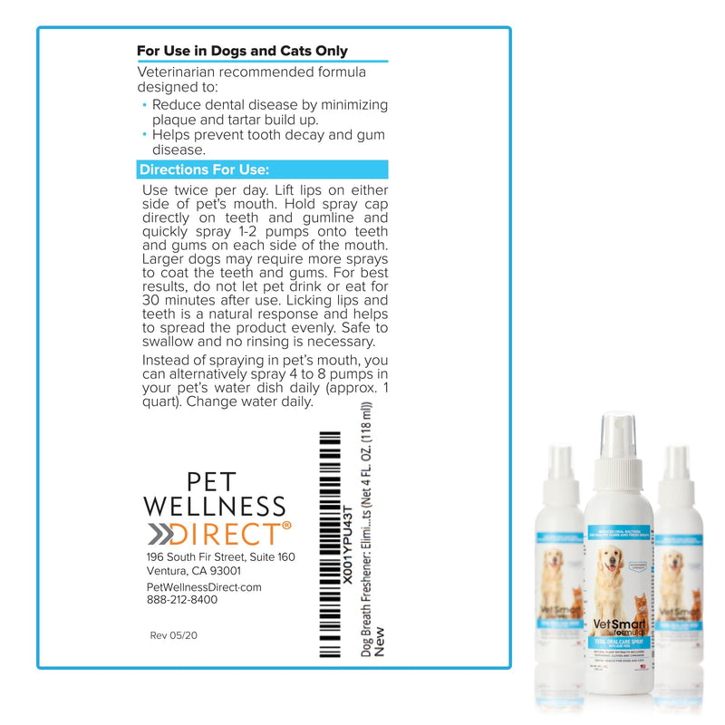 Dog Breath Freshener: Eliminate Bad Breath and Prevent Oral Disease in Dogs and Cats - Teeth Cleaning Spray with Aloe Vera - Plaque and Tartar Remover, Oral Hygiene for Pets (Pack of 1) Pack of 1 - BeesActive Australia