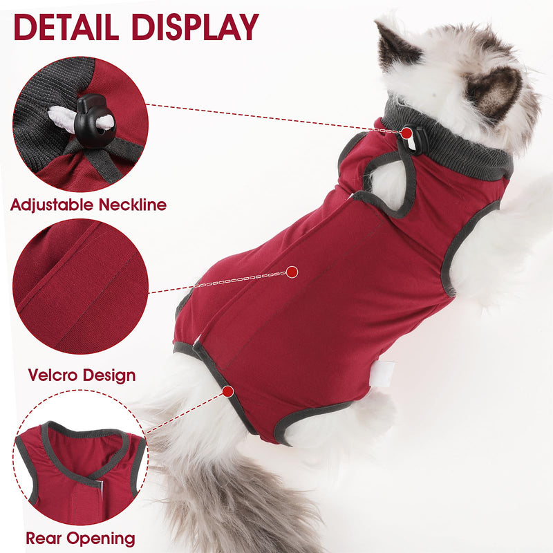 cobee Professional Cat Recovery Suit for Abdominal Wounds or Skin Diseases Kitten Surgery Recovery Suit E-Collar Alternative for Cats and Dogs Post Surgery (Size M Red) Size M Red - BeesActive Australia
