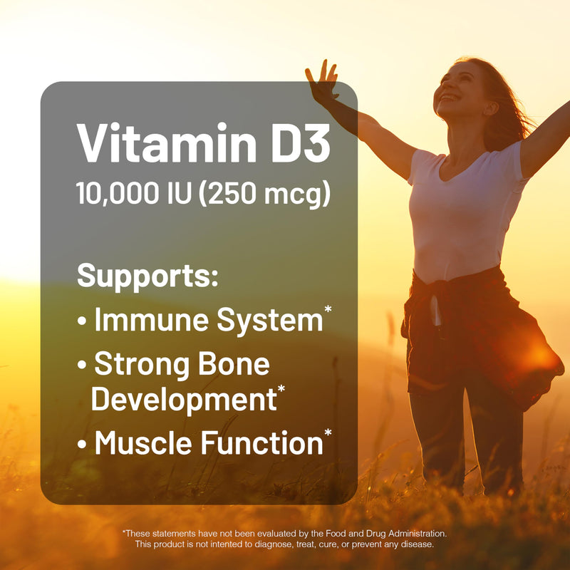 NatureWise Vitamin D3 10000IU Supplement, Immune Support, 90 Mini Softgels 90 Count (Pack of 1) 10000 IU