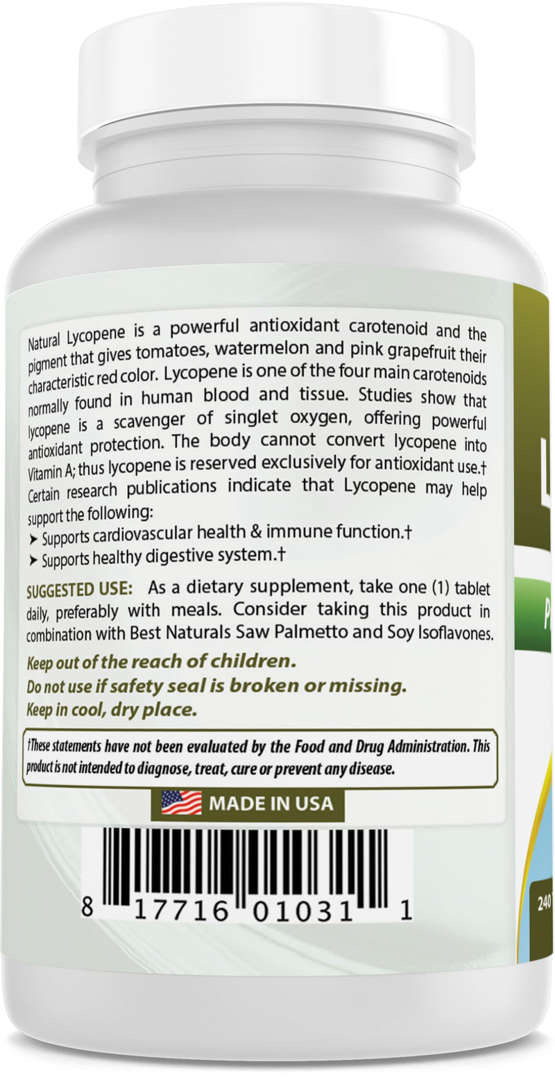 Best Naturals Lycopene Tomato Extract 10 mg 240 Tablets - BeesActive Australia