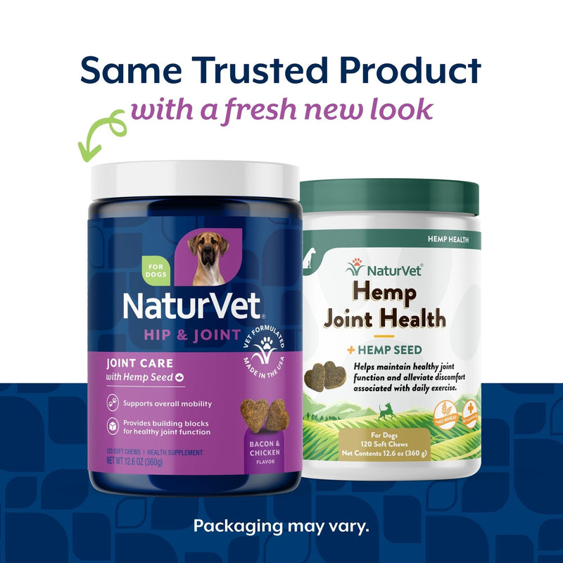 Healthy Joint Health Supplement for Dogs, Hemp Seed Oil, Hemp Seed Powder, Glucosamine, Msm and Chondroitin for a Powerful Joint Health Solution for your Dog, Made by NaturVet, 120 Count Hemp Plus Hemp Seed 120 Soft Chews
