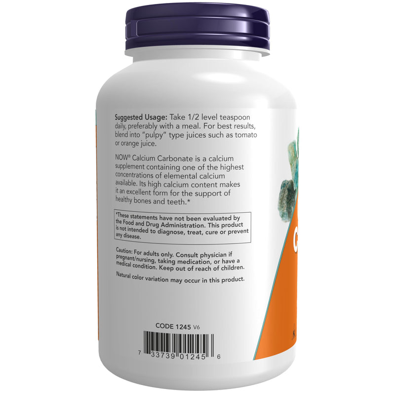 NOW Foods Supplements, Calcium Carbonate Powder, High Percentage of Calcium, Supports Bone Health*, 12-Ounce Standard Packaging