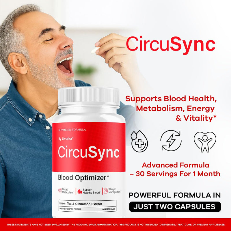 Circusync Capsules - Official Circu Sync Advanced Blood Health Support Supplement Pills - Maximum Strength, Natural Vitamins Formula for Overall Health & Wellness, 60 Capsules for 1 Month