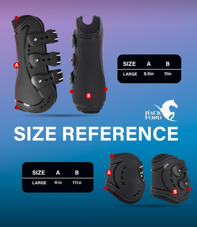 Horse Tendon Boots, Fetlock Boots & Open Front Boots for Jumping, Set of 4, Horse Protection Leg Guard, Black, Horse Size Large - BeesActive Australia