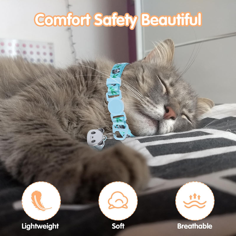 Cotton Breakaway Cat Collar with Bell, Cute Cat Collar with Panda Accessory, Kitten Collar for Girl Cats Boy Cats - BeesActive Australia