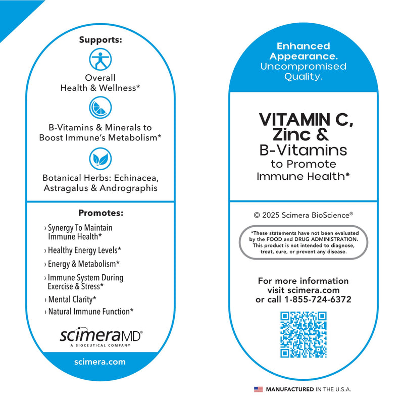 ScimeraMD® Scimune Immune Support Supplement with Zinc, Quercetin, Vitamin C, Echinacea & Wellmune® Beta Glucan, 14 Capsules 14 Count (Pack of 1)