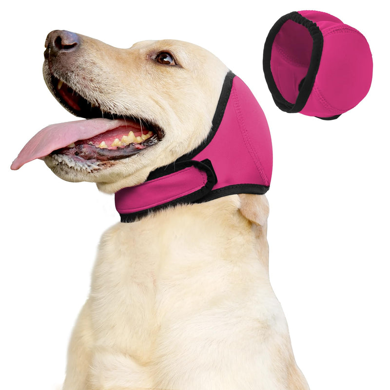 Waterproof Dog Bath Ear Covers & Calming Dog Snood – Aimosheng Reusable, Adjustable Anxiety Relief for Swimming, Grooming, Thunder & Fireworks Fuchsia M Medium