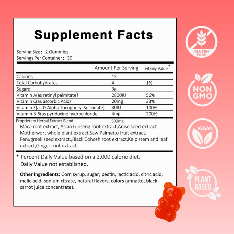 Hip BBL Gummies for Women Body, 60 Booty Gummies Blend with Vitamin C & Zinc