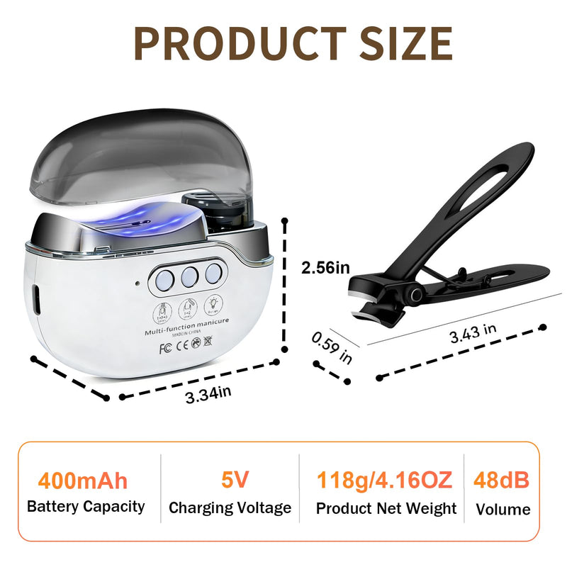 2026 New 3-in-1 Electric Nail Clipper & Grinder Kit with Collector & LED Light,3-Speed Rechargeable Trimmer, Polisher & Storage for Babies, Kids,Seniors and Adults - BeesActive Australia