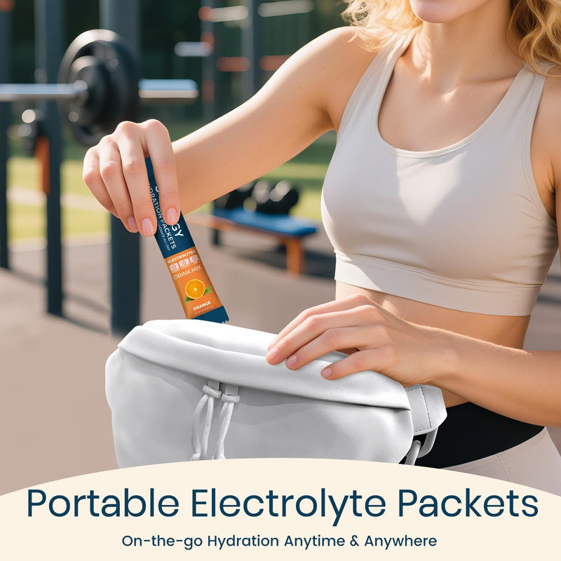 Electrolytes Powder Packets Sugar Free Hydration Packets, Liquid Daily IV Electrolyte Drink Mixex for Rehydration with Electrolytes, Vitamins, 0 Calorie, Orange Flavor, 20 Sticks 20 Servings (Pack of 1)