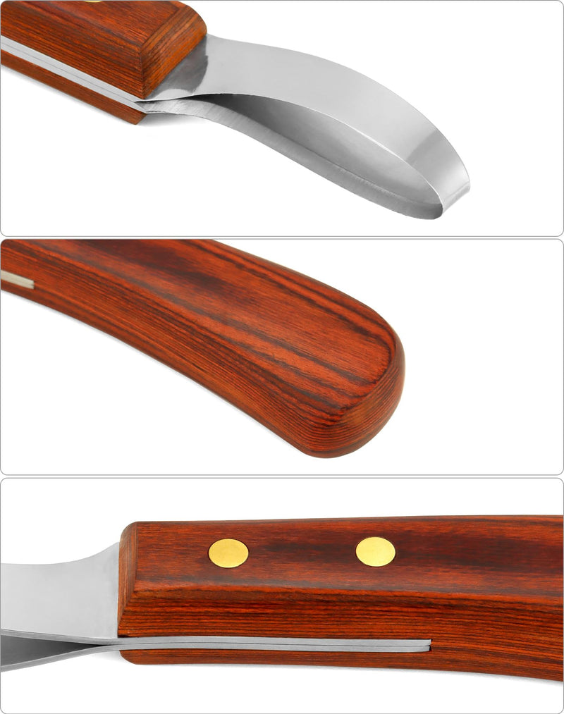 QWORK® Premium stainless steel hoof knife with handle, loop knife, hoof knife trimming tool for horses - BeesActive Australia