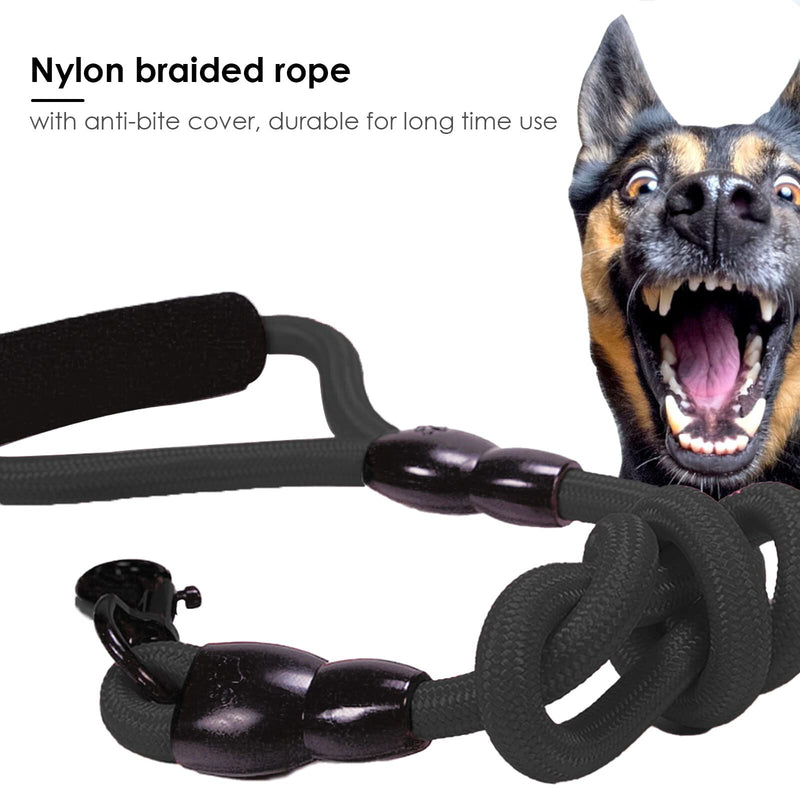 Petyoung 2/3/4 Way Pet Walking Couplers Lead Nylon Braided Rope No Tangle Dog Walking Tracks for 2/3/4 Dogs 4 Way Black - BeesActive Australia