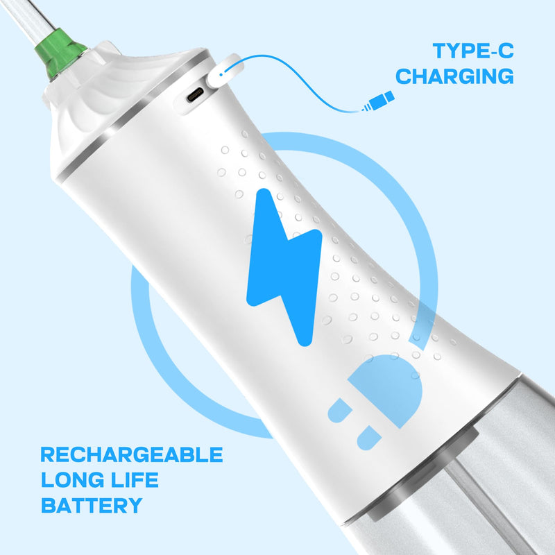 Water Dental Flosser Cordless, Portable Oral Irrigator with 5 Modes, 300ML Tank, Rechargeable, IPX7 Waterproof, Travel & Home Teeth Cleaner for Braces and Gums