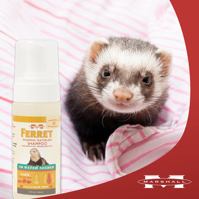 Marshall Pet Products Natural Aloe Deodorizing and Detangling Foam Leave-in Waterless Shampoo, for Ferrets and Small Animals, 5 oz - PawsPlanet Australia