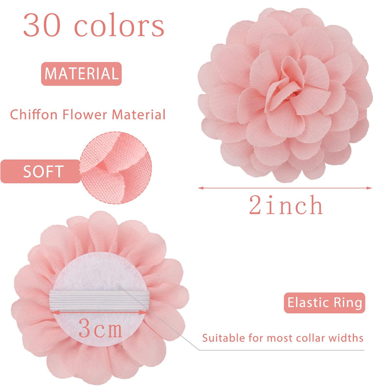 Yxiang 30 Pieces Dog Collar Flowers Bulk Pet Flower Bow Ties Multi-Color Dog Charms Flower for Cat Puppy Dog Collar Grooming Accessories 30 Colors - BeesActive Australia