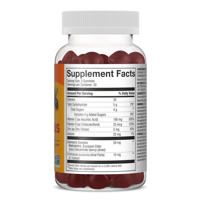 Amazon Basics Immune Plus Elderberry Gummy, 60 Count