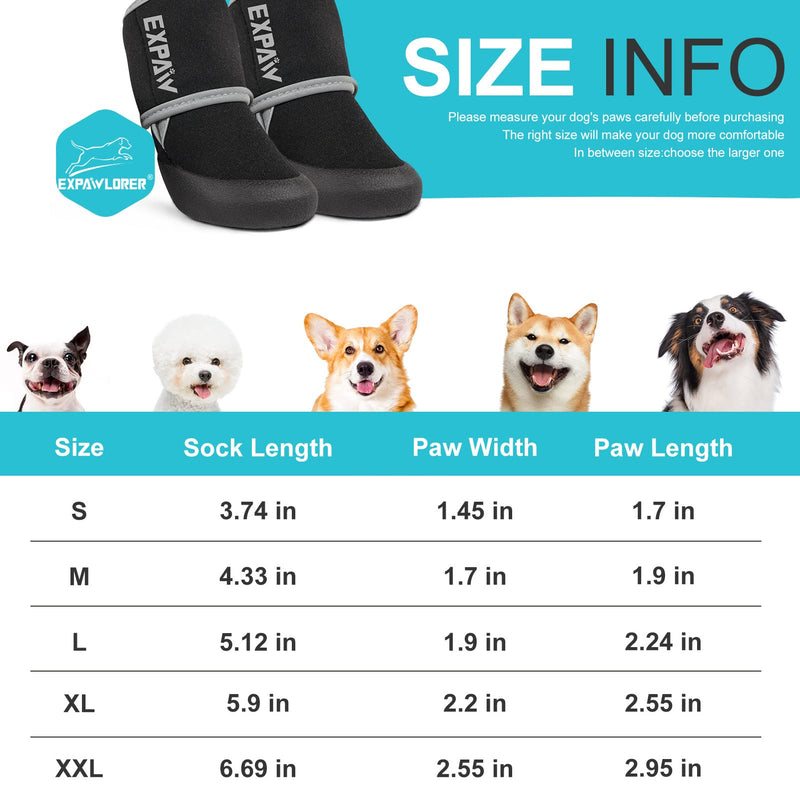 EXPAWLORER Anti-Slip Dog Boots-Dog Boots & Paw Protectors for Winter,Waterproof Dog Socks for Small Medium Large Dogs,Dog Booties for Outdoor Snow Rain Days,Dog Shoes for Hot Pavement,Hiking Walking Black S - BeesActive Australia