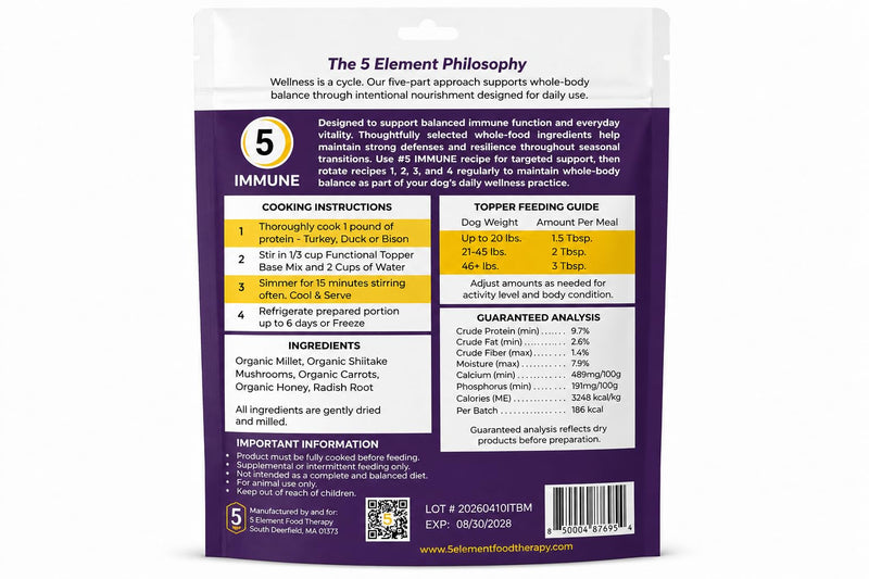 Immune Functional Topper Base Mix for Dogs & Cats - Organic Millet, Shiitake Mushrooms & Raw Honey - Immune Resilience & Respiratory Support - 3.6 oz