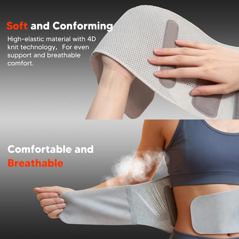 arboleaf Heated Lumbar Brace Back Support Belt with Heat Pad & Dual Support for Lower Back Pain - Adjustable for Men, Women, Work & Home Use Size L (Waist 32"-36") Grey Large - BeesActive Australia