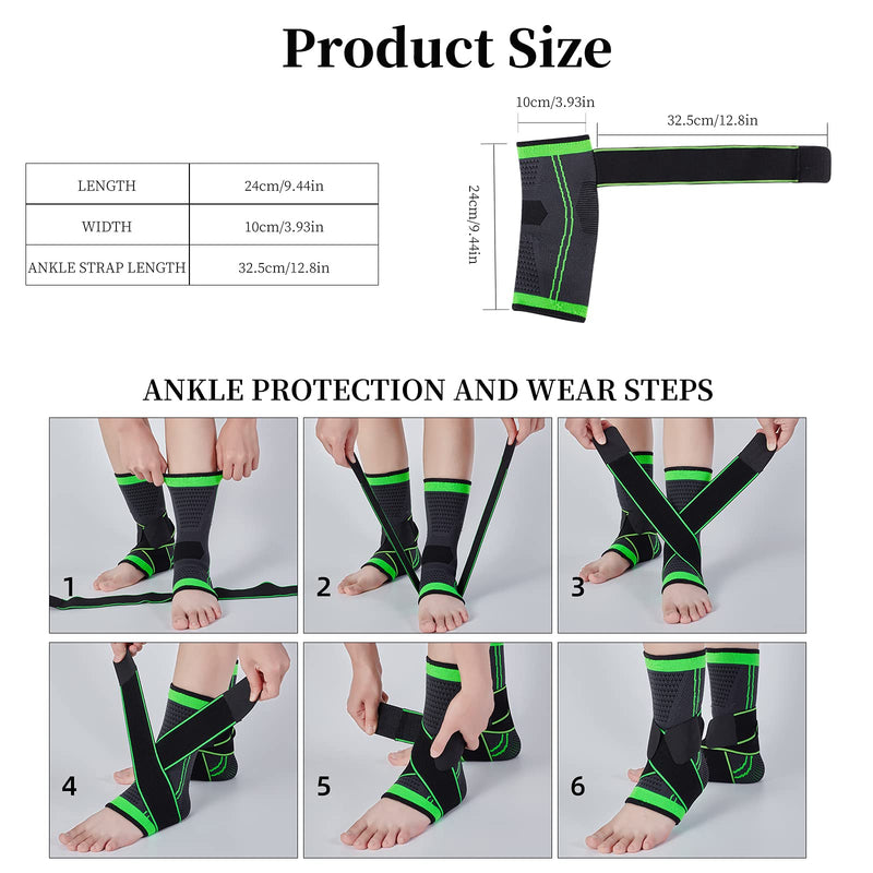 Ankle Support Braces (1Pair), Breathable Ankle Compression Sleeves with Adjustable Wrap,Elastic Ankle Brace Stabilizer for Plantar Fasciitis,Achilles Tendonitis,Sprained Ankle Pain Swelling Relief 2