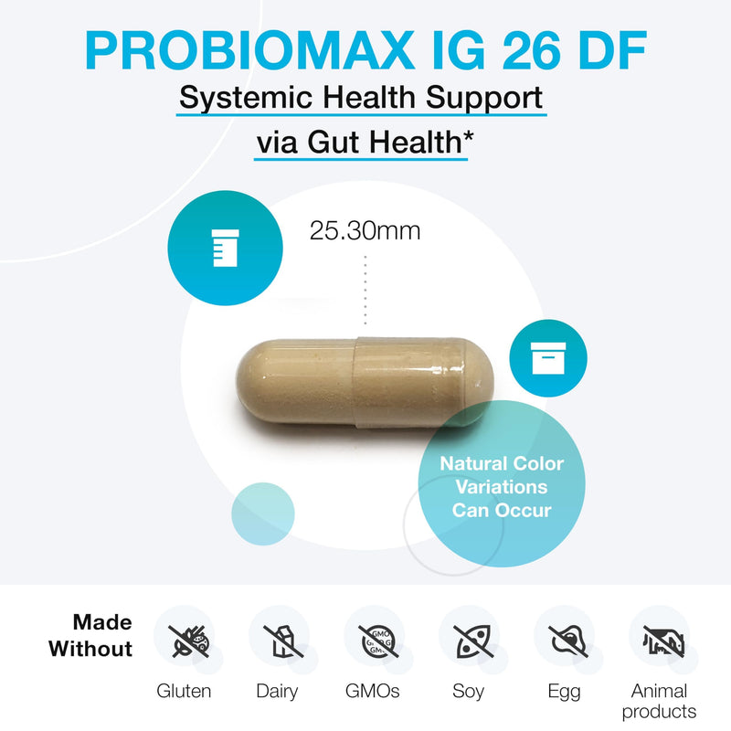 XYMOGEN ProbioMax IG 26, 120 Capsules | Immunized Egg Powder and Bacillus Coagulans, Digestive Health Support, Vegetarian, Gluten-Free, and Non-GMO