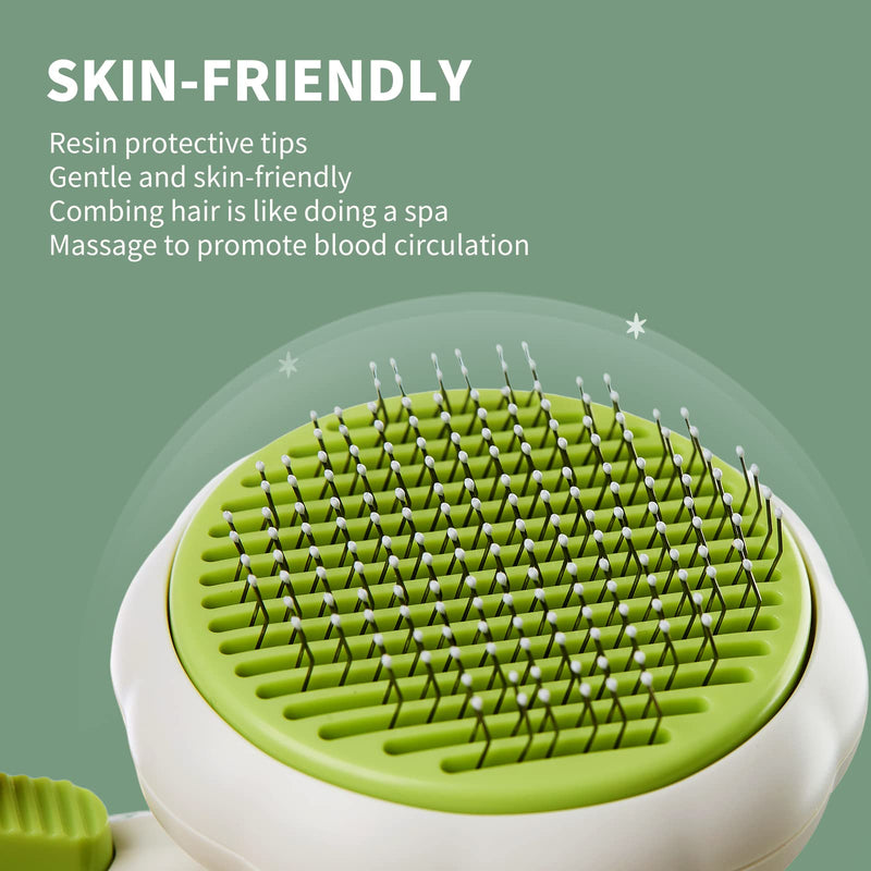 Cat Brush Dog Brush with Release Button for Shedding, Self Cleaning Cat Comb Hair Brush for Indoor Cats, Dog Deshedding Brush Grooming Kit, Pet Supplies Hair Remover Tool Green - BeesActive Australia