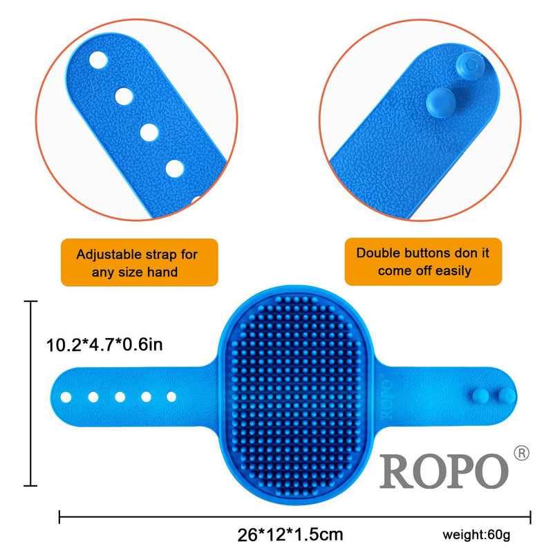 ROPO Dog Grooming Brush, Pet Shampoo Bath Brush Soothing Massage Rubber Comb with Adjustable Ring Handle for Long Short Haired Dogs and Cats 2pcs - BeesActive Australia