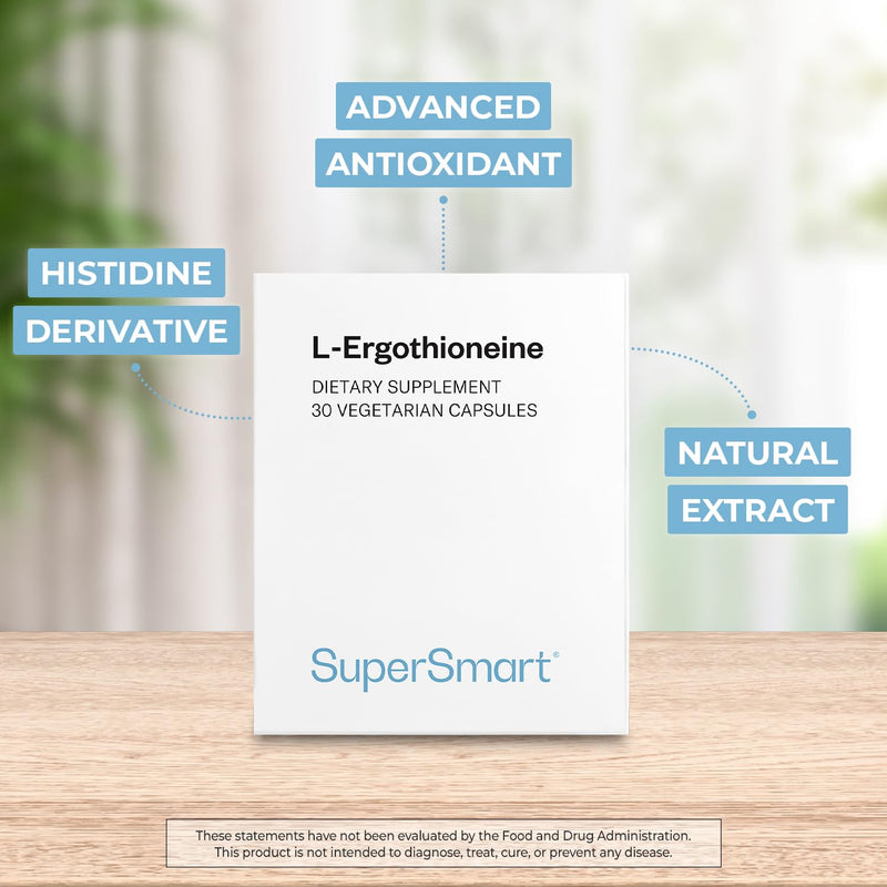 Supersmart L-Ergothioneine Supplement 5mg per Day (Advanced Antioxidant) | Non-GMO - 30 Vegetarian Capsules