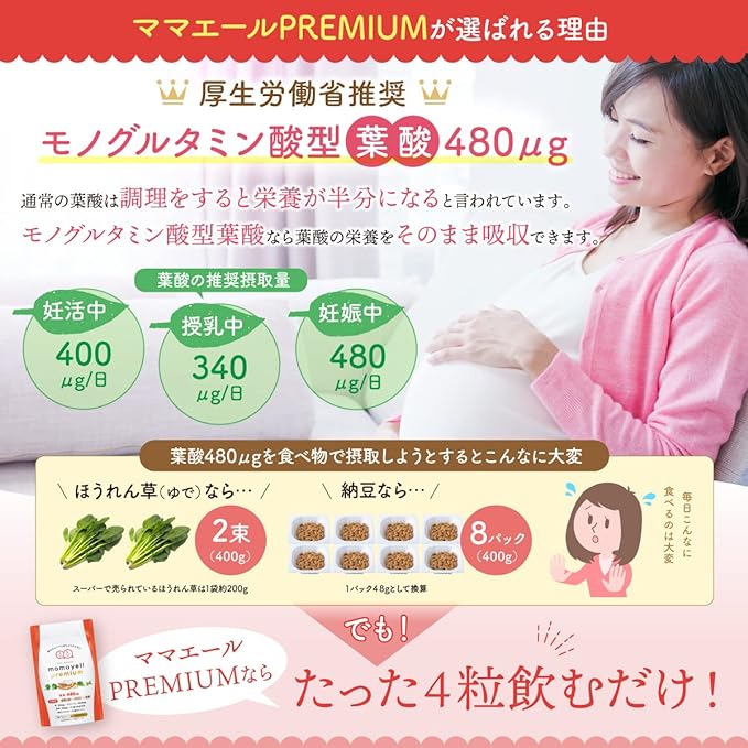 Mama Ale Premium Folic Acid High Contains 480μg Pregnancy Pregnancy Postpartum Supplement Iron Calcium 10 Vitamins 7 Minerals Japanese and Chinese Ingredients Zinc 22 Domestic Vegetables Contains 1 Month's Supply (Single Item) - BeesActive Australia