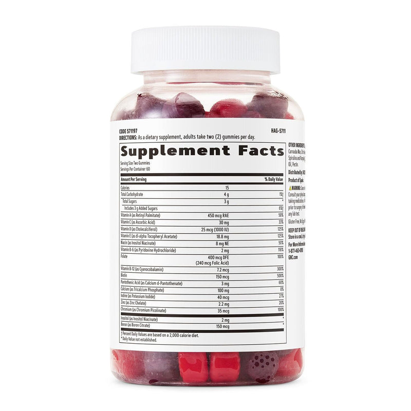 GNC Women's Multi-Vitamin Gummy, Mixed Berry, 120 Count, 60 Servings | Supports Immune Function with Vitamin C and Zinc, Promotes Energy Metabolism and Healthy Hair, Gluten-Free and Soy-Free